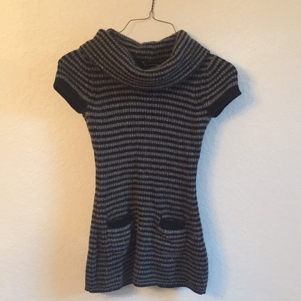 INC sparkle sweater black gray cowl neck tunic